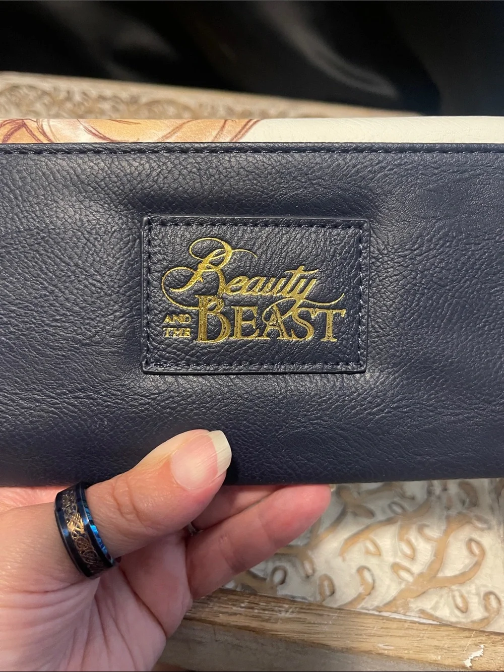 Loungefly Belle Illustrated Wallet in Cream and Navy